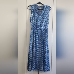 Anne Klein Blue Sleeveless V-Neck Maxi Dress